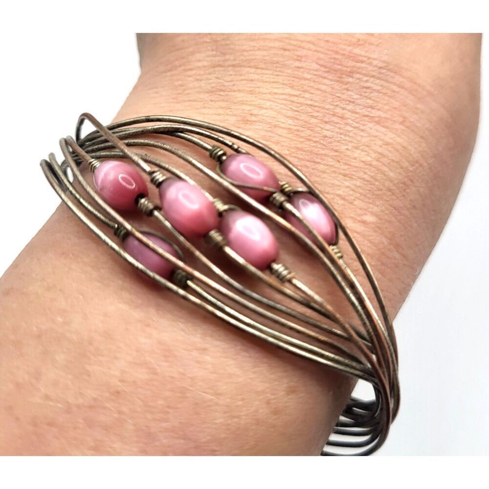 Multilayer Wired Bracelet Pink Tiger's Eye 8in